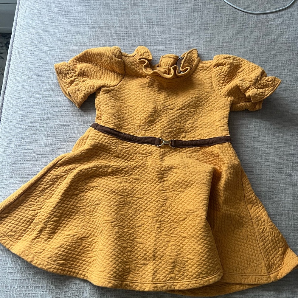 Janie and Jack Yellow Textured Puff Sleeve Dress-Worn Once!